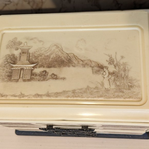 Vtg/Art Deco Asian Jewelry Box w/3 drawers - Used - Picture 2 of 7